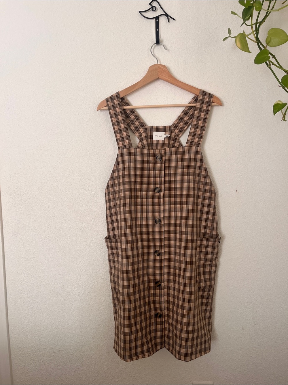 Vila Brown Plaid Dress